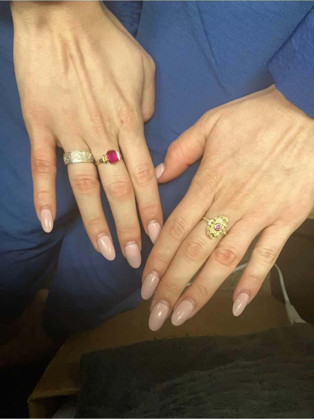 10k Stamped Gold Antique Victorian Art Deco Style Ring with Pink Center Stone